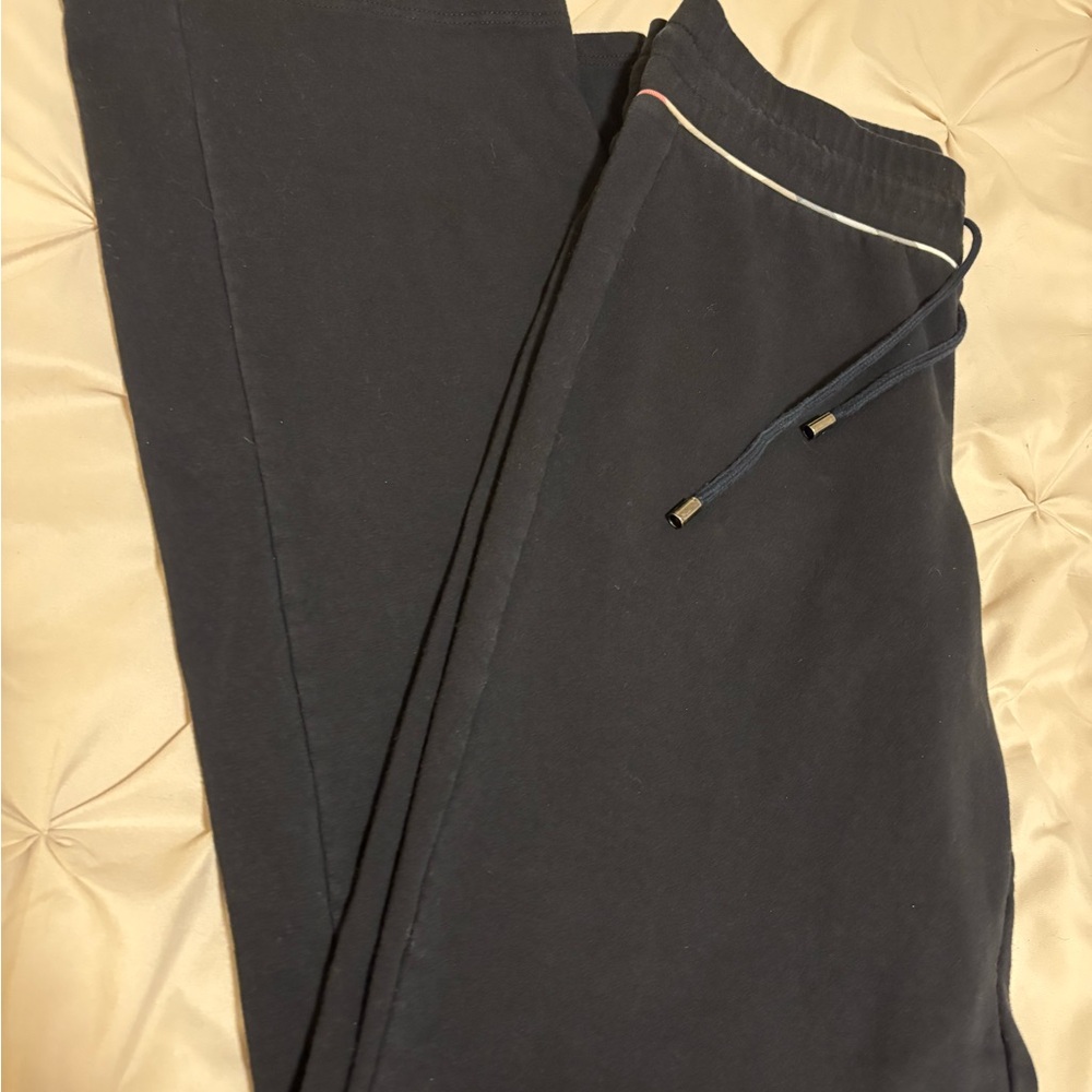 Burberry Black w/ Plaid Stripe Drawstring Wide Leg Cotton Sweatpants Size Med - Picture 8 of 8